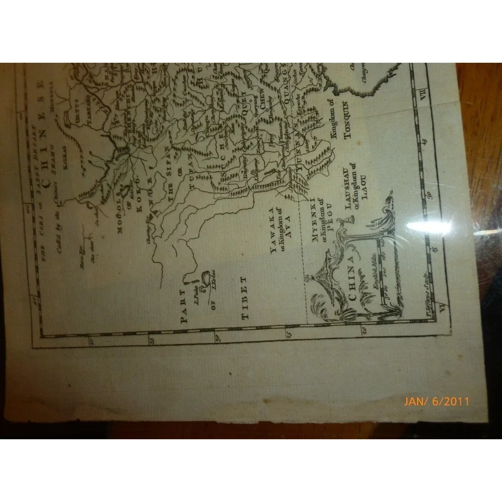 Thomas Jefferys Antique Map China Chinese Tartary Tibet ca 1780 Engraving 7x8.75